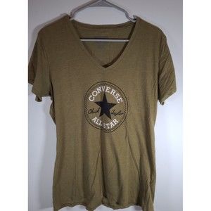 Converse All Star V-Neck Womens XL Olive Short Sleeve